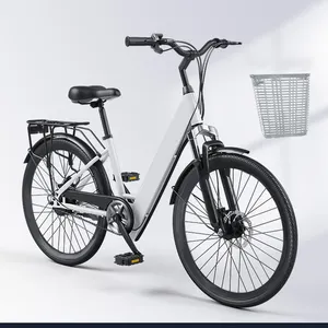 26 polegadas branco adulto bicicleta elétrica lítio bicicleta elétrica 350W de alta potência e de cruzeiro de longo alcance apoio personalização