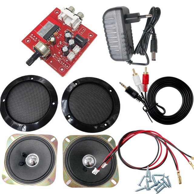 Arcade Game Console Audio Amplifier Kit Plastic Metal 4-Inch 5-Watt Speaker Power Cord for Arcade Game Cabinet Accessories
