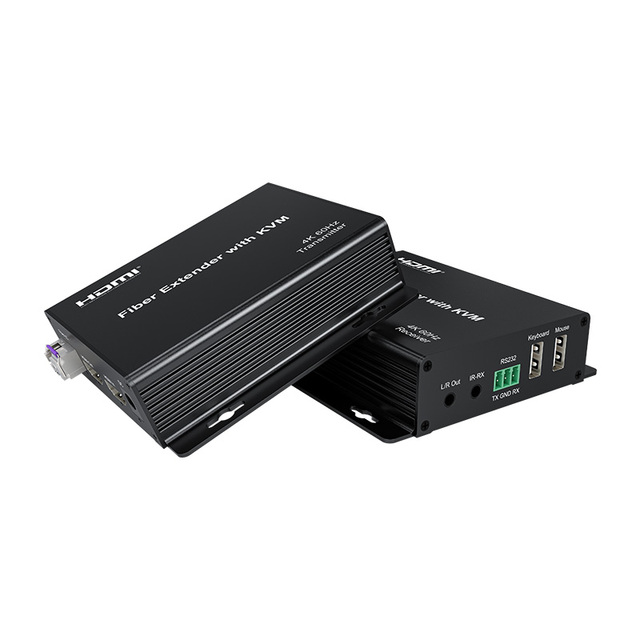 For KVM Fiber Extender with Audio 20km 4K60Hz Metal Plug and Play Private Mold for Monitor Room Video Conference