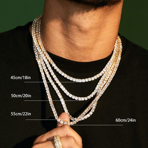 Colar de Diamante <span class=keywords><strong>Moissanite</strong></span> Hip Hop 3mm S925 em Ouro Branco, Joias Finas para Mulheres com Colar de Diamante Completo - Product Image 3