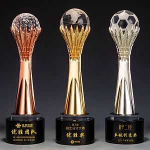 Gold Silver Bronze Resin <strong>Globe</strong> <strong>Golf</strong> Football <strong>Ball</strong> Event Crystal Trophy Award MH-J0746 - Product Image 2
