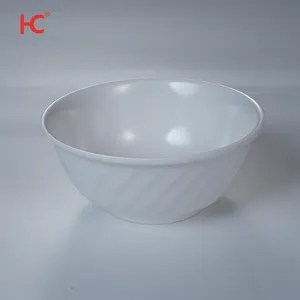 Factory Wholesale White Round 7'' Threaded Bowl Sustainable Melamine Tableware Set Restaurant Unbreakable Dinnerware Rice Soup