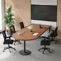 Ensemble de table de conférence ovale en MDF avec prise électrique, design minimaliste moderne, capacité de 6 personnes, mobilier de bureau commercial