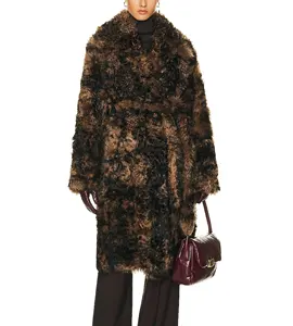Vente en gros de longs manteaux en <span class=keywords><strong>laine</strong></span> mélangée à de la fourrure artificielle pour femmes <span class=keywords><strong>Trench</strong></span> Fashion d'automne-hiver chauds avec ceinture - Product Image 1