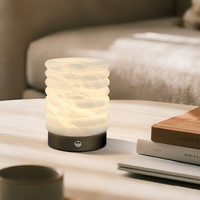 Lampe de table en marbre d'albâtre naturel à luminosité réglable, veilleuse avec texture grainée, lampe de table sans fil rechargeable