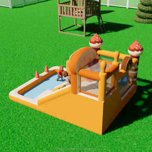 Scivolo gonfiabile della casa di rimbalzo; Castello di rimbalzo combinato asciutto e bagnato con lo stagno, i bambini e la festa del cortile dell'adulto - Product Image 1