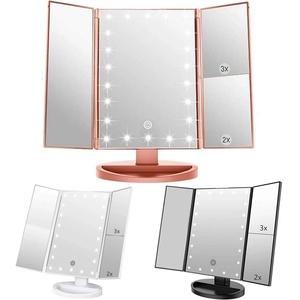 2026 Wholesale Vanity Mirror with Lights Magnification Trifold Makeup Mirror 22 LED Lights Women Gift Led Makeup Mirror - Product Image 1