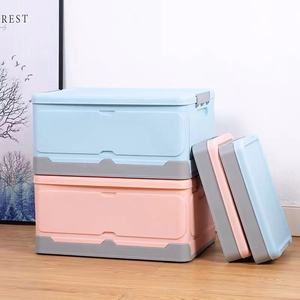 Durable Collapsible Box Plastic Stackable Foldable Storage Box With Lid Folding Storage Bins