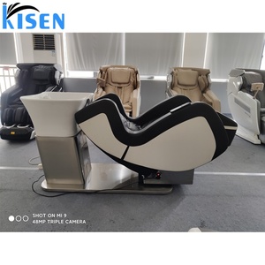 Kisen 2024 – Nouveauté : Ensemble de fauteuils électriques de qualité supérieure pour shampoing, base en acier inoxydable argenté, revêtement en cuir PU noir – Mobilier de salon de coiffure - Product Image 2