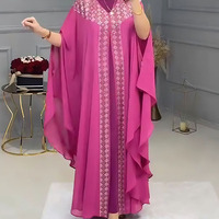 CCY Factory Robe Africaine Musulmane en Chiffon pour Femme avec Strass Scintillants, Ensemble Abaya 2 Pièces Style Dubaï