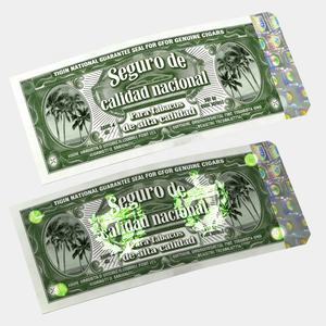 Étiquettes de cigares cubains vintage, étiquette de boîte à cigares de garantie, garantie verte avec codes-barres, sceaux verts, stocks pour scellage - Product Image 3