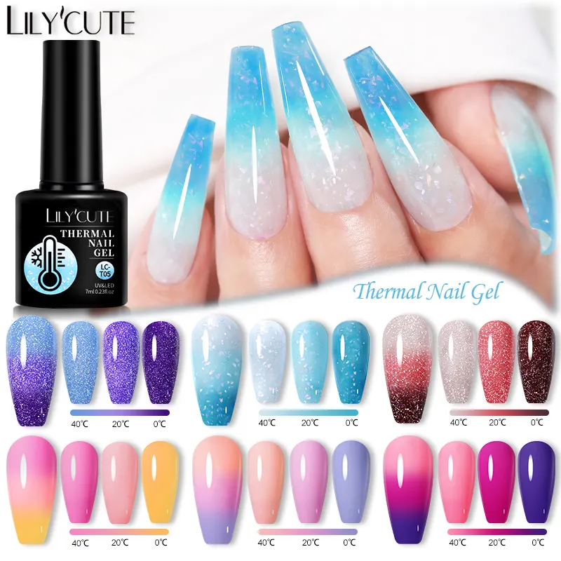 LILYCUTE Mond Change Gel smalto per unghie 3 strati temperatura colore lucido che cambia Semi permanente Soak Off Gel UV Led