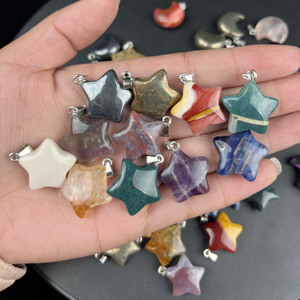 Gemischter Edelstein anhänger Natur kristall Handwerk Amethyst Mond und Stern Anhänger für Heil geschenk - Product Image 2