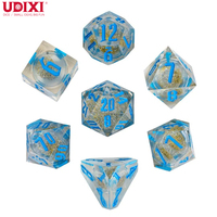 Ensemble de 7 dés polyédriques personnalisés à bords tranchants pour RPG, Dragon & Donjons, faits à la main en résine bicolore