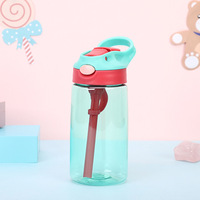 Bouteille d'eau portable en Tritan vert de 16 oz pour enfants et étudiants, avec bouchon à ouverture rapide, anti-fuite, tasse de voyage, mug scolaire