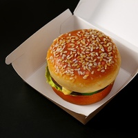 Boîte à burger personnalisée en kraft couché pour le commerce extérieur, estampage de qualité alimentaire, emballage commercial jetable pour viande de bœuf et cuisses de poulet