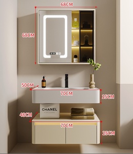 Wholesale different style size Modern hotel style white wood Lacquer Bathroom cabinet Sets Vanities with ceramic basin - Product Image 3