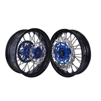 Set Roda Jari-jari Aluminium Alloy Supermoto Baru 17 inci dengan Hub Billet CNC untuk Yamaha YZ125/YZ250/YZ250F/YZ450F Upgrade Balap