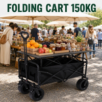 Chariot pliable 150 kg avec table et remorque, chariot de marché portable pour présentoir de marchand