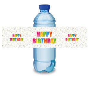 Étiquettes autocollantes imperméables personnalisées pour bouteilles d'eau de fête d'<span class=keywords><strong>anniversaire</strong></span>, 24 pièces, 8,6''x2'', vente en gros, directement de l'usine - Product Image 1
