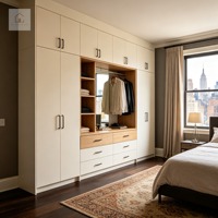 XINGRUO - Juego de Dormitorio Moderno de Lujo Personalizado, Armario con Acabado en Madera de Nogal, Puerta de Ratán Tejido, Armario Contemporáneo de Estilo Zen Noble