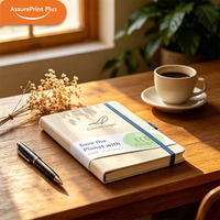 Carnet de notes professionnel en lin durable avec couverture rigide, sangle élastique, impression personnalisée, pages épaisses - Cadeau écologique pour les entreprises
