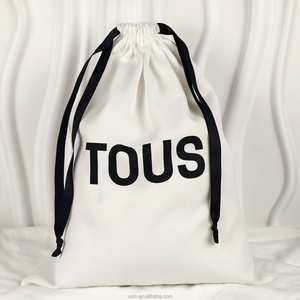 Sac en coton recyclable imprimé à l'écran avec logo personnalisé de la marque USM, écologique, doux, blanc, avec cordon de serrage, sac anti-poussière - Product Image 2