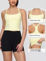 Benutzerdefiniertes Logo Damen Fitness Yoga Workout Ärmellose Crop Tops mit Polstern Atmungsaktive Weiche Racerback Sport Gym Crop Tank Tops