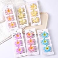 Jepit Rambut Vintage MIO 4cm Motif Bunga Plumeria untuk Pesta Pantai, Jepit Rambut Plastik untuk Wanita dan Anak Perempuan