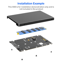 Adattatore Inverso M.2 NGFF B Key a SATA da 2,5 Pollici per SSD, Case Enclosure per Hard Disk, Adattatore M.2 SATA a SATA III da 2,5 Pollici in Plastica