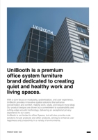 Cabines insonorisées et modulables UNIBOOTH en profilés d'aluminium de précision, durables, pour bureaux, hôtels, espaces extérieurs, salles à manger et salons.