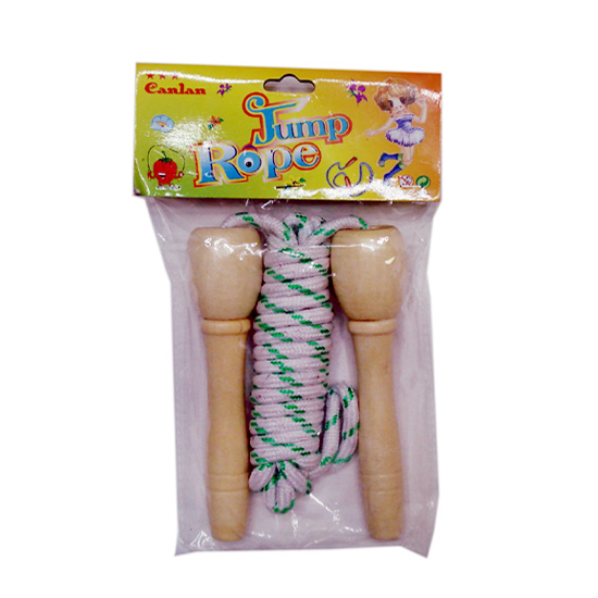 Yiwu Factory Wooden Handle + Nylon Rope Jump Rope Wholesale Outdoor Sports Skipping Rope For Kids