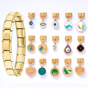 Italian Handmade Charm Bracelet Modular Blue Eye Pendant DIY Jewelry Personalized Craft Unisex Everyday Wear - Product Image 1