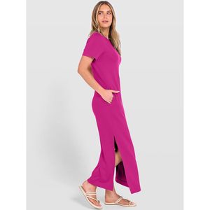 Robe longue d'été Anrabess pour femme, à manches courtes, col rond, fendue, en maille ample, infroissable, décontractée, pour la plage et les vacances, taille naturelle - Product Image 5