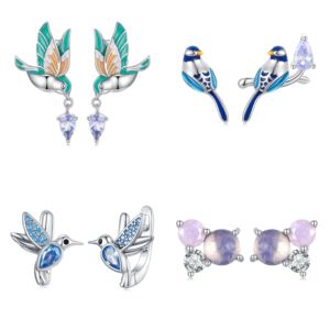 Jiangyuan gioielli in argento 925 in argento sterling paffuto piccolo martin pescatore orecchino orecchino con perla zircone <span class=keywords><strong>orecchini</strong></span> <span class=keywords><strong>a</strong></span> goccia con fiori - Product Image 1