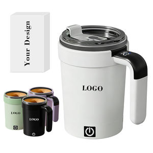 Mug à agitation magnétique automatique personnalisé 380 ml, mélangeur à café en acier inoxydable à rotation magnétique avec paille - Product Image 1