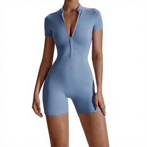 Traje Deportivo de Una Pieza, Mono de Gimnasio de Manga Corta para Mujer, Mono de Yoga, Ropa Deportiva Activa - Product Image 2