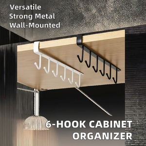 Support de crochets de cuisine à suspendre sous l'armoire, <span class=keywords><strong>porte</strong></span>-ustensiles à crochets pour placard, support de crochets sans perçage pour <span class=keywords><strong>porte</strong></span> d'armoire - Product Image 2
