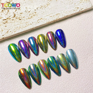 Xu hướng mới Holographic Aurora cọ xát bụi Chrome Nail bột gương Laser Tắc Kè Hoa Ngọc Trai sắc tố Chromium Tint cho móng tay nghệ thuật - Product Image 1