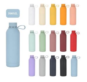 350ml/500ml/750ml/1000ml Custom Promotion logo Soft Touch Finish Insulated Double Wall Stainless <b>Steel</b> Water <b>Bottle</b> with Silicon - Product Image 2