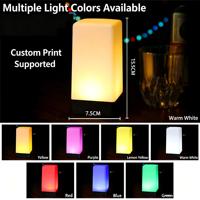 Sous-verre LED coloré lumineux en plastique, alimenté par piles, à changement de couleur, avec interrupteur à une touche, pour ambiance bar, KTV, maison, motifs variés