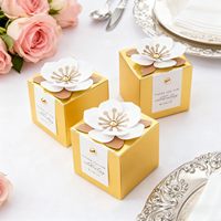 Cajas de Dulces para Boda 3 en 1, Cajas de Regalo con Decoración Floral, Etiquetas de Agradecimiento, Envoltorio para Regalos de Cumpleaños, Baby Shower, Decoraciones para Fiestas