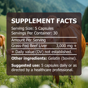 OEM ODM Grass-Fed & Grass-Finished Beef Liver Capsules with Vitamin a Supports Vision & Skin Health - Product Image 2