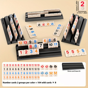 Juego de Mesa para Familiares y Amigos, 4 Estuches de Plástico, Animales, Ecológico, Clásico, Fichas de Rummy, 106 Piezas - Product Image 5
