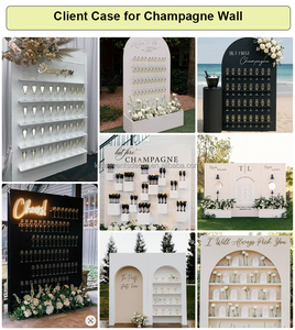 Fondo de Boda LED, Pared de PVC Negra para Exhibición de Champán, Soporte Acrílico para Exhibición de Champán, Pared de Champán Removible con Luz LED - Product Image 6