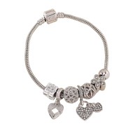 Bracelet en Chaîne Serpent pour Femme, Plaqué Argent, Breloques DIY, Cœur, Cadenas, Boîte Cadeau, Fleur Creuse, Perles en Cristal et Strass, Vente en Gros