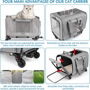 JW <span class=keywords><strong>PET</strong></span> rolling seyahat havayolu onaylı köpek taşıyıcı, evcil hayvan taşıyıcı, tekerlekli haddeleme evcil hayvan taşıyıcı dış mekan teli havalandırma - Product Image 3