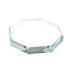 Prensapapeles Octagonal de Vidrio Transparente 80x80x19 mm, Organizador de Escritorio - Product Image 1
