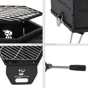 Braciere <span class=keywords><strong>da</strong></span> Esterno in Acciaio Nero per <span class=keywords><strong>Legna</strong></span>/<span class=keywords><strong>Carbone</strong></span>, Griglia per Barbecue <span class=keywords><strong>da</strong></span> Giardino, Braciere in Metallo - Product Image 5