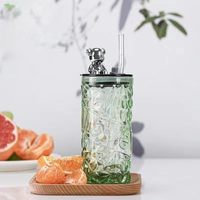 Gobelet à paille en forme d'ours en peluche, très vendu, aspect élégant, gobelet à jus, gobelet de bureau, grande capacité, mug en verre, cadeau pas cher